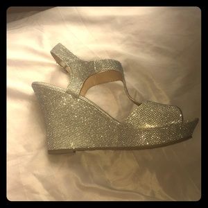 Silver Sparkly Wedges